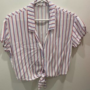 Garage striped tie blouse